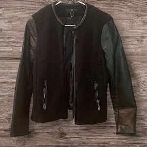 H&M Black Leather Jacket with Sleek Sleeves